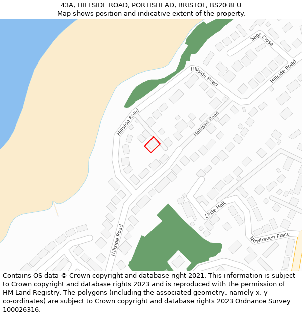 43A, HILLSIDE ROAD, PORTISHEAD, BRISTOL, BS20 8EU: Location map and indicative extent of plot