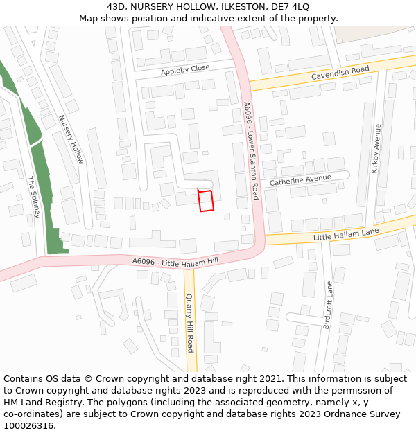 43D, NURSERY HOLLOW, ILKESTON, DE7 4LQ: Location map and indicative extent of plot