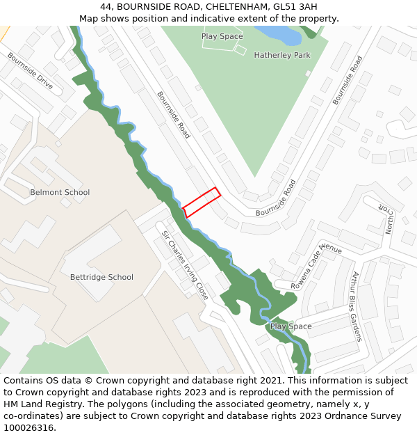44, BOURNSIDE ROAD, CHELTENHAM, GL51 3AH: Location map and indicative extent of plot