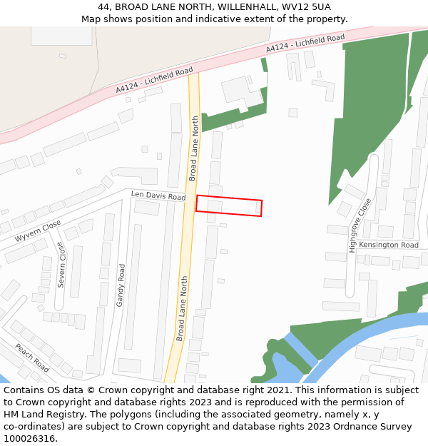 44, BROAD LANE NORTH, WILLENHALL, WV12 5UA: Location map and indicative extent of plot