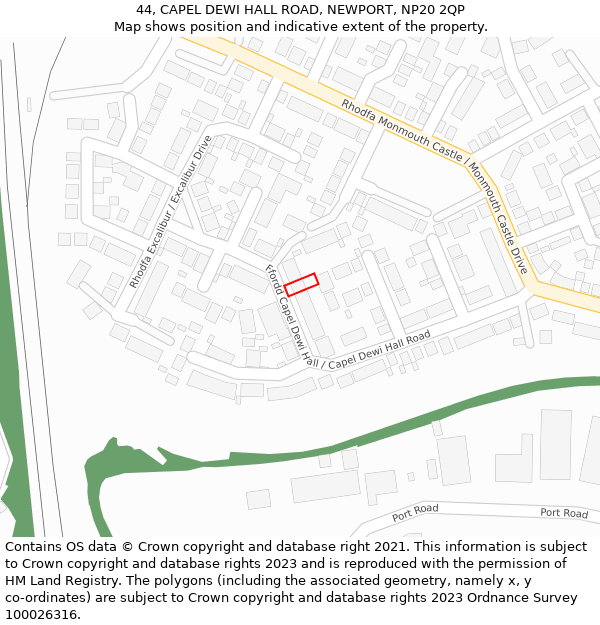 44, CAPEL DEWI HALL ROAD, NEWPORT, NP20 2QP: Location map and indicative extent of plot
