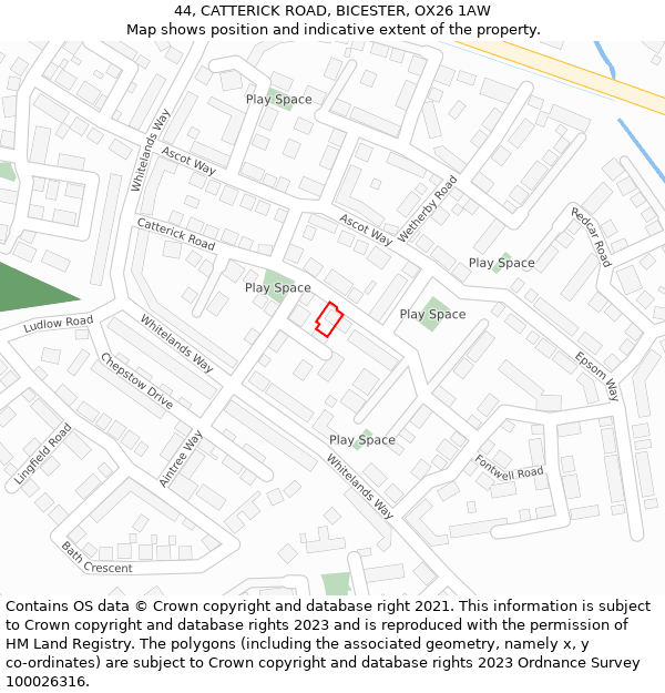 44, CATTERICK ROAD, BICESTER, OX26 1AW: Location map and indicative extent of plot