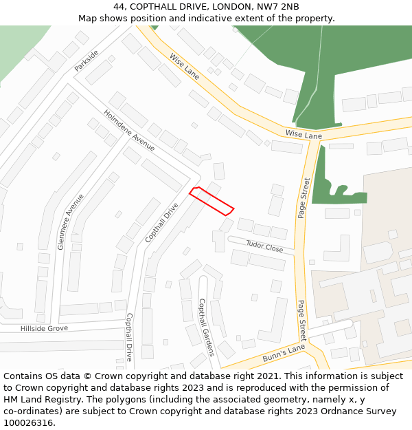 44, COPTHALL DRIVE, LONDON, NW7 2NB: Location map and indicative extent of plot