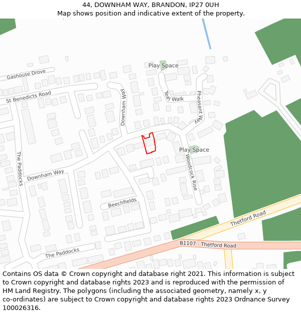 44, DOWNHAM WAY, BRANDON, IP27 0UH: Location map and indicative extent of plot