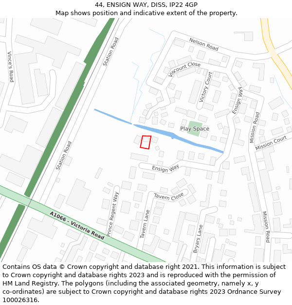 44, ENSIGN WAY, DISS, IP22 4GP: Location map and indicative extent of plot