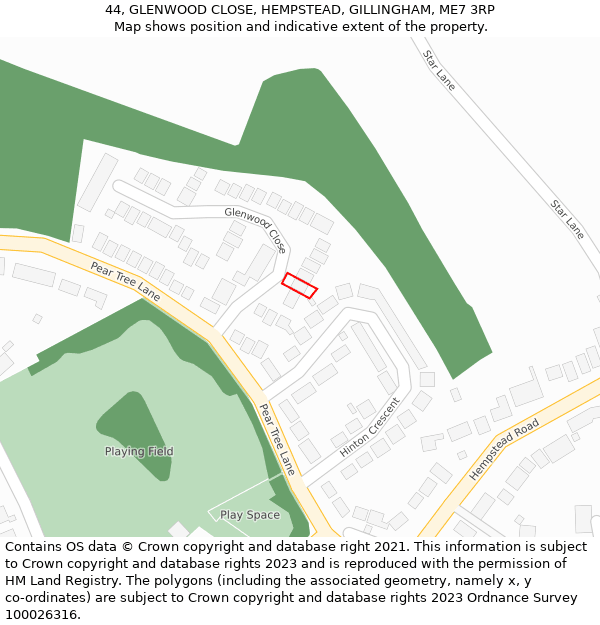 44, GLENWOOD CLOSE, HEMPSTEAD, GILLINGHAM, ME7 3RP: Location map and indicative extent of plot