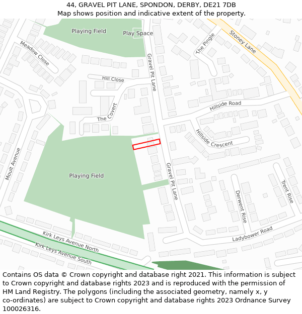 44, GRAVEL PIT LANE, SPONDON, DERBY, DE21 7DB: Location map and indicative extent of plot