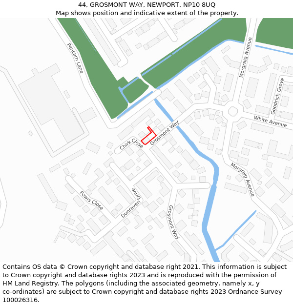 44, GROSMONT WAY, NEWPORT, NP10 8UQ: Location map and indicative extent of plot