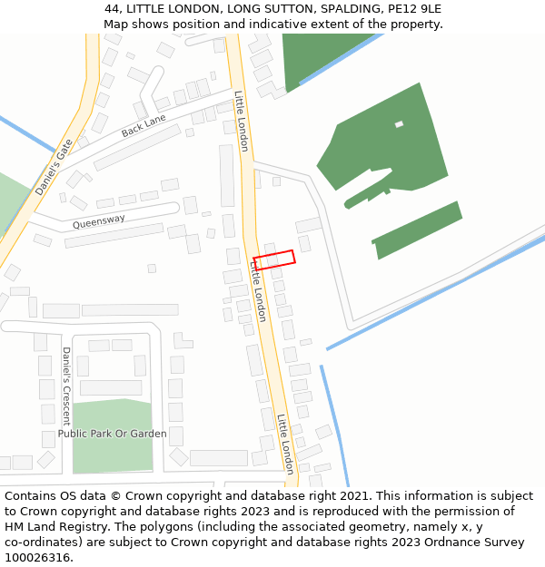 44, LITTLE LONDON, LONG SUTTON, SPALDING, PE12 9LE: Location map and indicative extent of plot