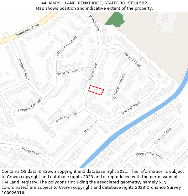 44, MARSH LANE, PENKRIDGE, STAFFORD, ST19 5BP: Location map and indicative extent of plot