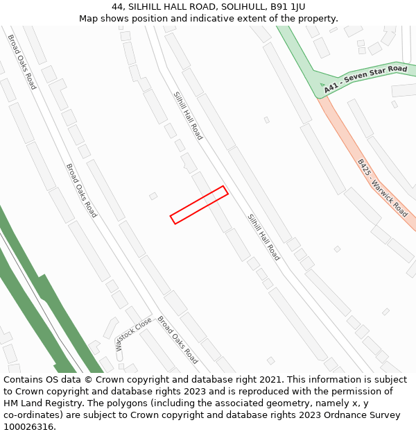 44, SILHILL HALL ROAD, SOLIHULL, B91 1JU: Location map and indicative extent of plot