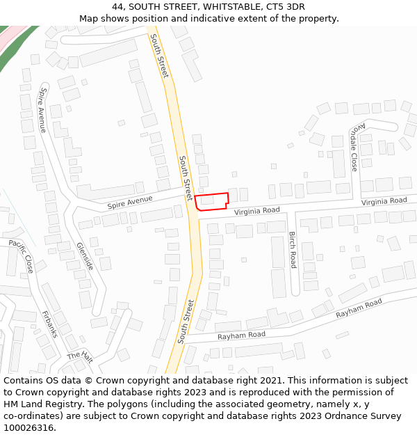 44, SOUTH STREET, WHITSTABLE, CT5 3DR: Location map and indicative extent of plot