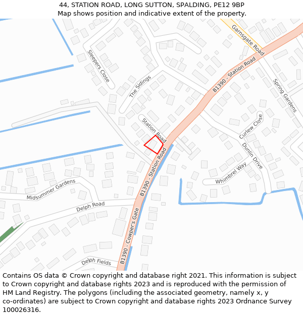 44, STATION ROAD, LONG SUTTON, SPALDING, PE12 9BP: Location map and indicative extent of plot