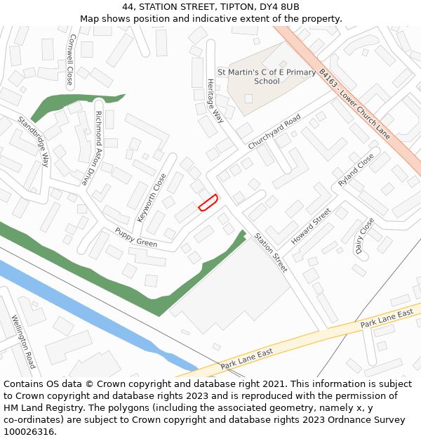 44, STATION STREET, TIPTON, DY4 8UB: Location map and indicative extent of plot