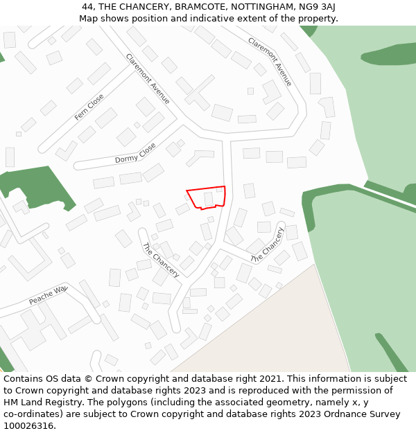 44, THE CHANCERY, BRAMCOTE, NOTTINGHAM, NG9 3AJ: Location map and indicative extent of plot