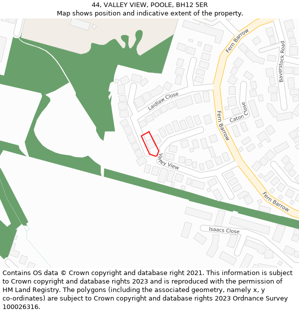 44, VALLEY VIEW, POOLE, BH12 5ER: Location map and indicative extent of plot