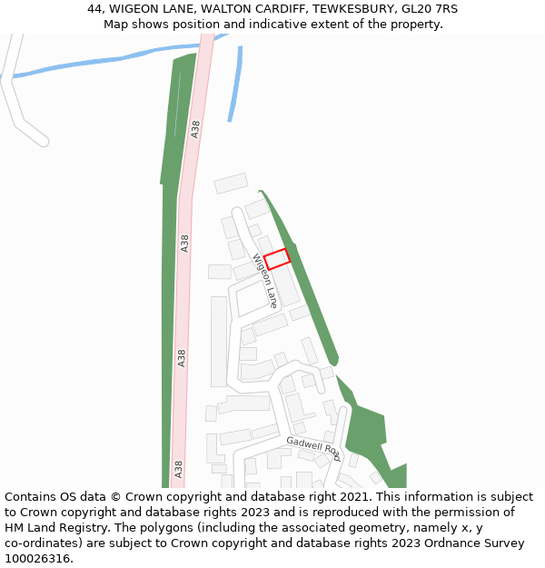 44, WIGEON LANE, WALTON CARDIFF, TEWKESBURY, GL20 7RS: Location map and indicative extent of plot