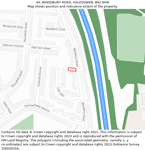 44, WOODBURY ROAD, HALESOWEN, B62 9AW: Location map and indicative extent of plot