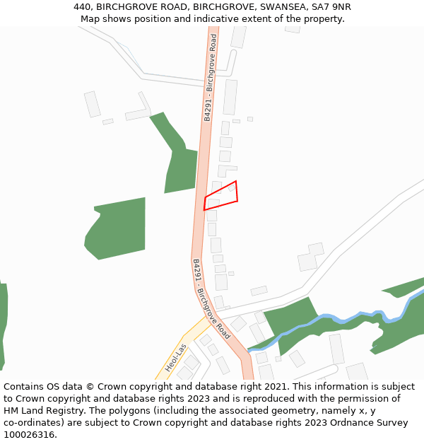 440, BIRCHGROVE ROAD, BIRCHGROVE, SWANSEA, SA7 9NR: Location map and indicative extent of plot