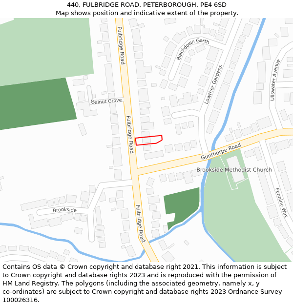 440, FULBRIDGE ROAD, PETERBOROUGH, PE4 6SD: Location map and indicative extent of plot