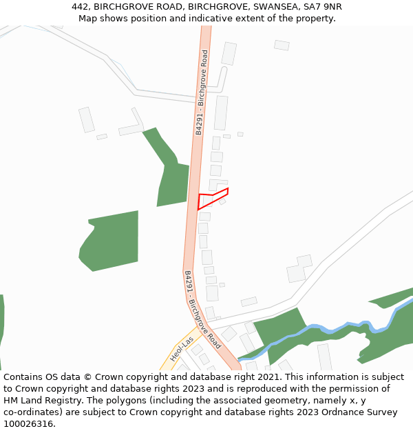 442, BIRCHGROVE ROAD, BIRCHGROVE, SWANSEA, SA7 9NR: Location map and indicative extent of plot