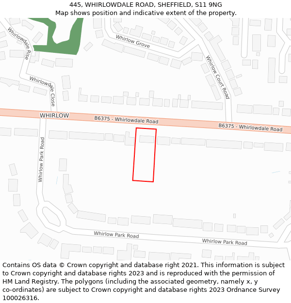 445, WHIRLOWDALE ROAD, SHEFFIELD, S11 9NG: Location map and indicative extent of plot