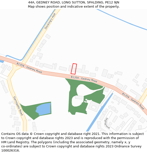 44A, GEDNEY ROAD, LONG SUTTON, SPALDING, PE12 9JN: Location map and indicative extent of plot