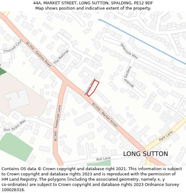 44A, MARKET STREET, LONG SUTTON, SPALDING, PE12 9DF: Location map and indicative extent of plot