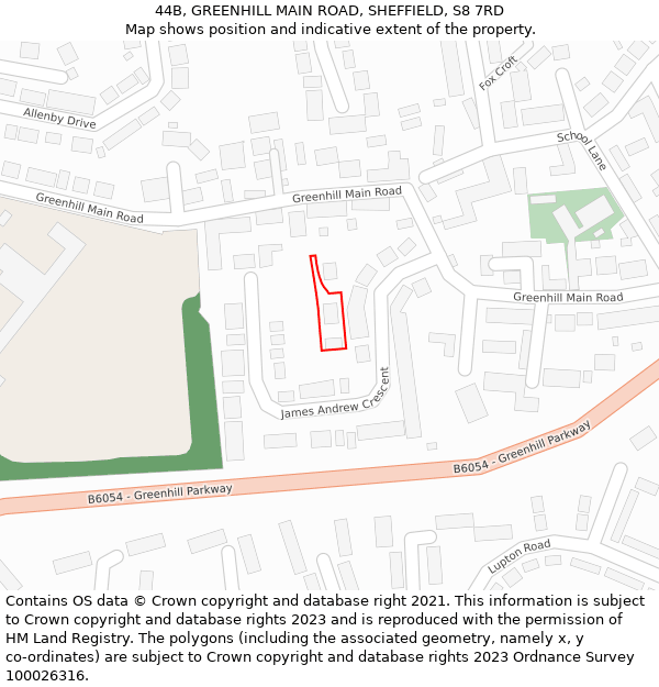 44B, GREENHILL MAIN ROAD, SHEFFIELD, S8 7RD: Location map and indicative extent of plot