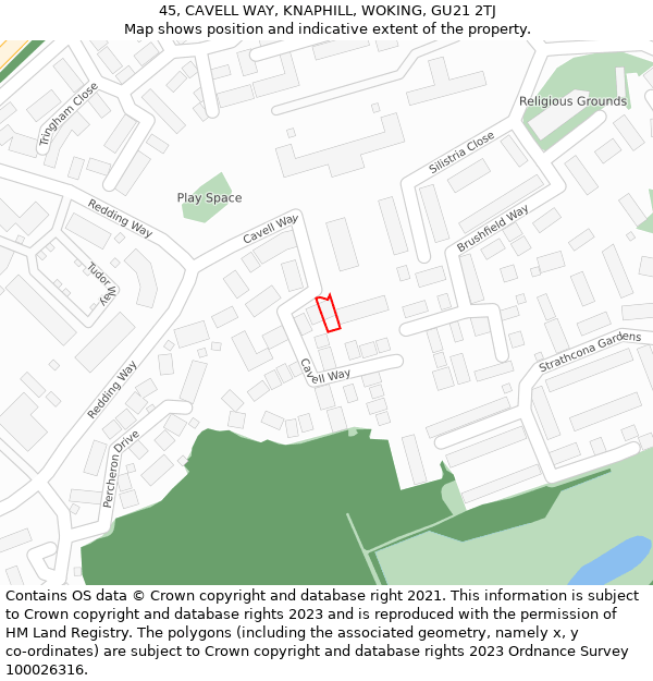 45, CAVELL WAY, KNAPHILL, WOKING, GU21 2TJ: Location map and indicative extent of plot