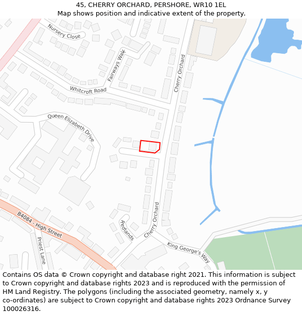 45, CHERRY ORCHARD, PERSHORE, WR10 1EL: Location map and indicative extent of plot