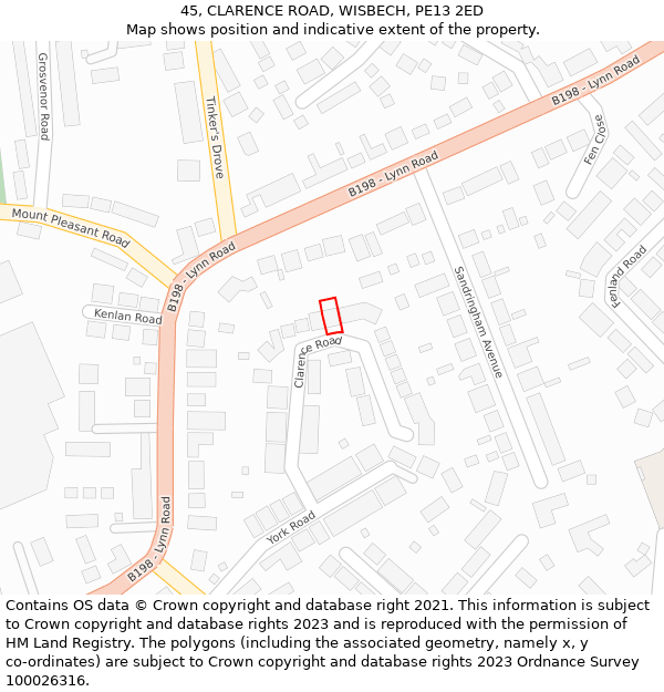 45, CLARENCE ROAD, WISBECH, PE13 2ED: Location map and indicative extent of plot