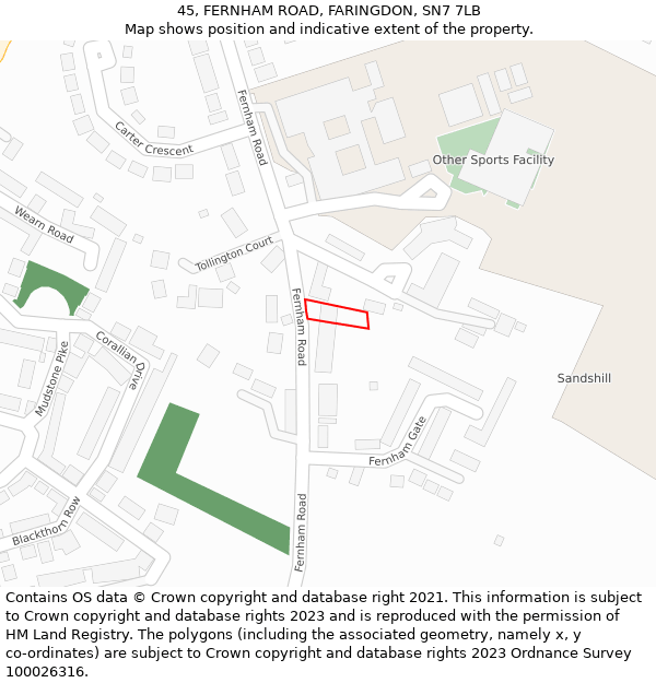 45, FERNHAM ROAD, FARINGDON, SN7 7LB: Location map and indicative extent of plot