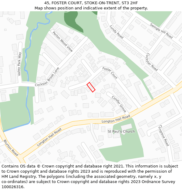 45, FOSTER COURT, STOKE-ON-TRENT, ST3 2HF: Location map and indicative extent of plot