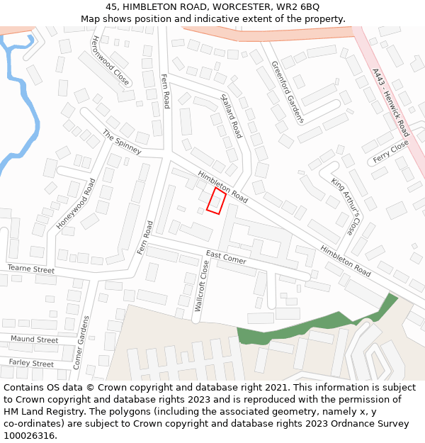 45, HIMBLETON ROAD, WORCESTER, WR2 6BQ: Location map and indicative extent of plot