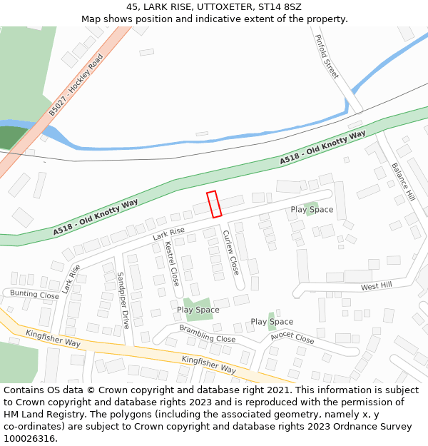 45, LARK RISE, UTTOXETER, ST14 8SZ: Location map and indicative extent of plot