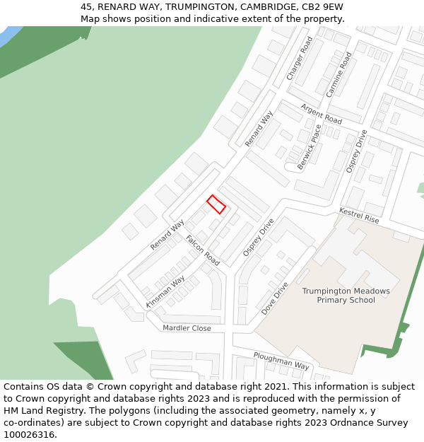 45, RENARD WAY, TRUMPINGTON, CAMBRIDGE, CB2 9EW: Location map and indicative extent of plot