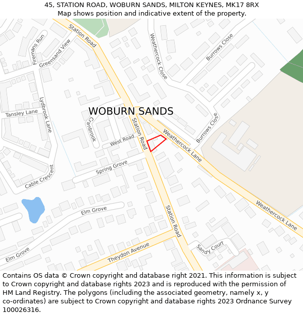 45, STATION ROAD, WOBURN SANDS, MILTON KEYNES, MK17 8RX: Location map and indicative extent of plot