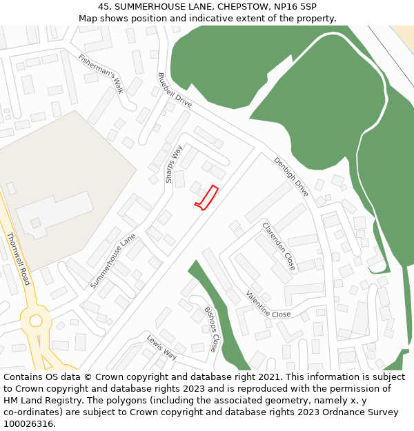 45, SUMMERHOUSE LANE, CHEPSTOW, NP16 5SP: Location map and indicative extent of plot