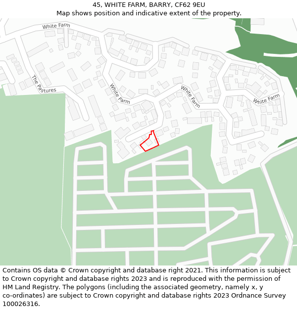 45, WHITE FARM, BARRY, CF62 9EU: Location map and indicative extent of plot