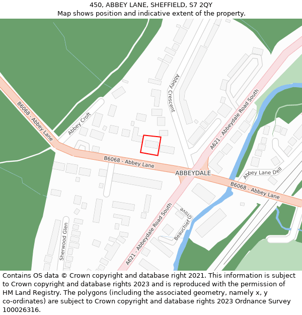 450, ABBEY LANE, SHEFFIELD, S7 2QY: Location map and indicative extent of plot