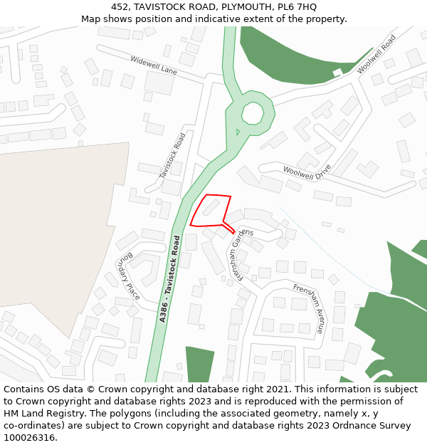 452, TAVISTOCK ROAD, PLYMOUTH, PL6 7HQ: Location map and indicative extent of plot