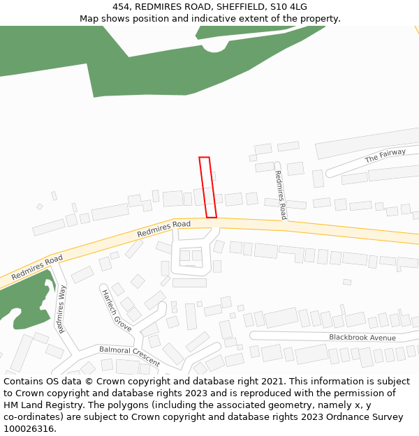 454, REDMIRES ROAD, SHEFFIELD, S10 4LG: Location map and indicative extent of plot