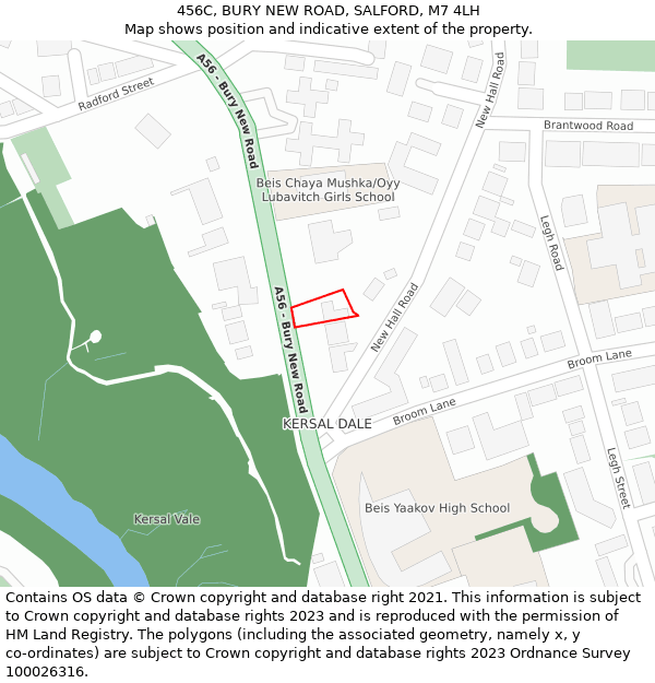 456C, BURY NEW ROAD, SALFORD, M7 4LH: Location map and indicative extent of plot