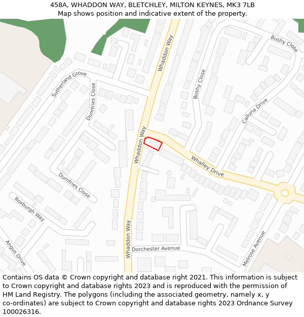 458A, WHADDON WAY, BLETCHLEY, MILTON KEYNES, MK3 7LB: Location map and indicative extent of plot