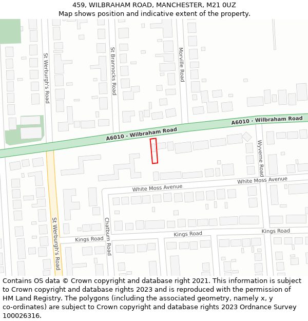 459, WILBRAHAM ROAD, MANCHESTER, M21 0UZ: Location map and indicative extent of plot