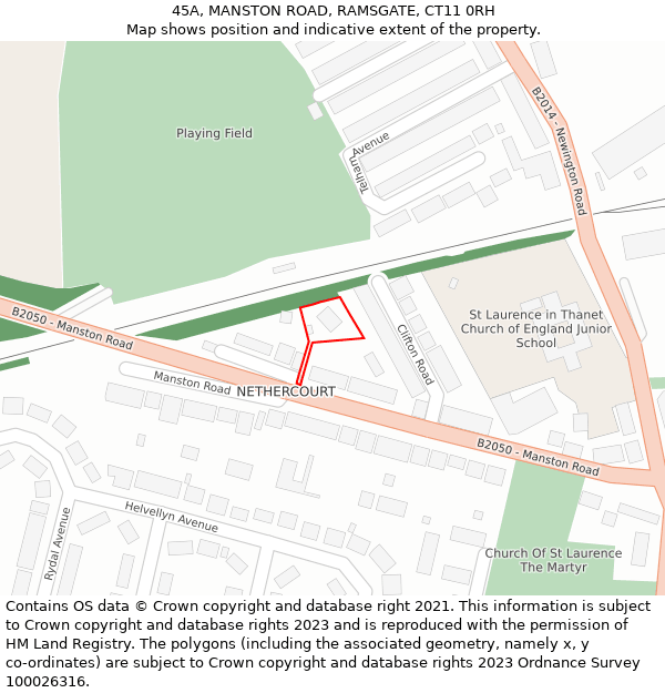 45A, MANSTON ROAD, RAMSGATE, CT11 0RH: Location map and indicative extent of plot