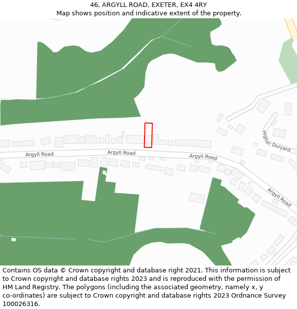 46, ARGYLL ROAD, EXETER, EX4 4RY: Location map and indicative extent of plot