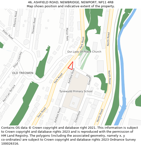 46, ASHFIELD ROAD, NEWBRIDGE, NEWPORT, NP11 4RB: Location map and indicative extent of plot