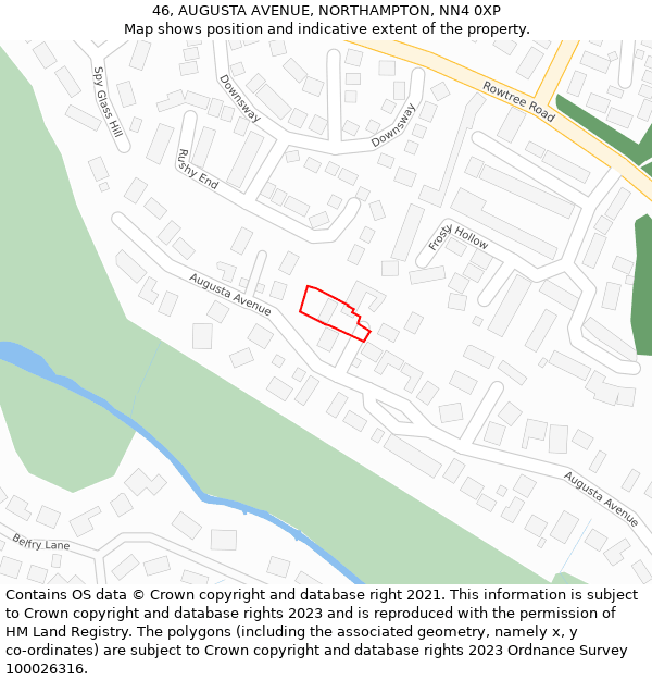 46, AUGUSTA AVENUE, NORTHAMPTON, NN4 0XP: Location map and indicative extent of plot
